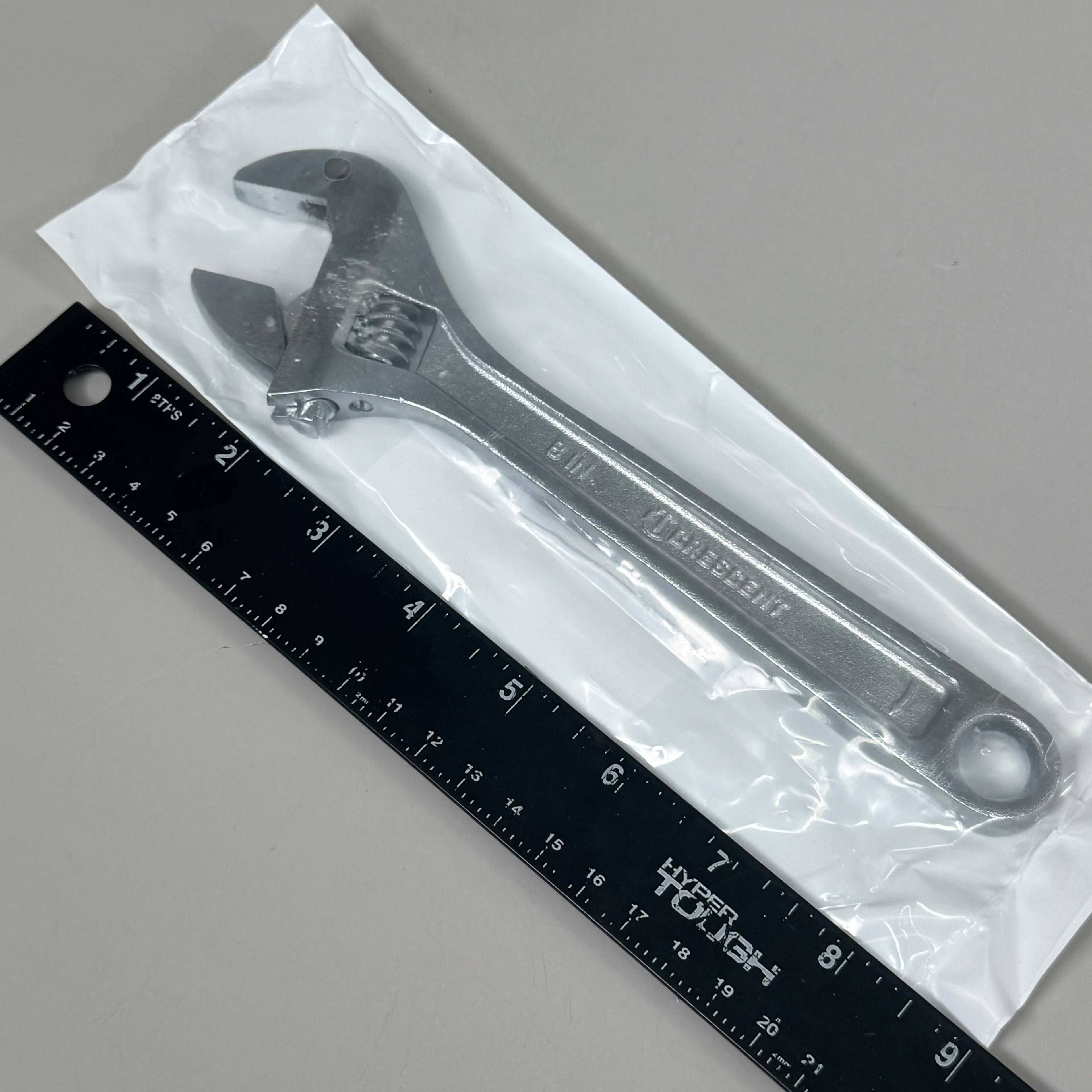 CRESCENT (2 PACK) 8" Adjustable Wrench Hex Jaw Design for Slipping Chrome AC28BK