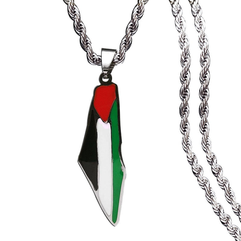 Palestine Map Pendant Necklace Stainless Steel Fashion Personality Pendant