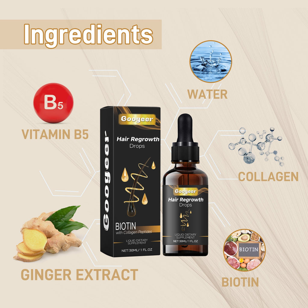 Googeer Hair Regrowth Drops, Repair Dry Hair Smooth Hair Solid Hair Thick Prevent Hair Loss