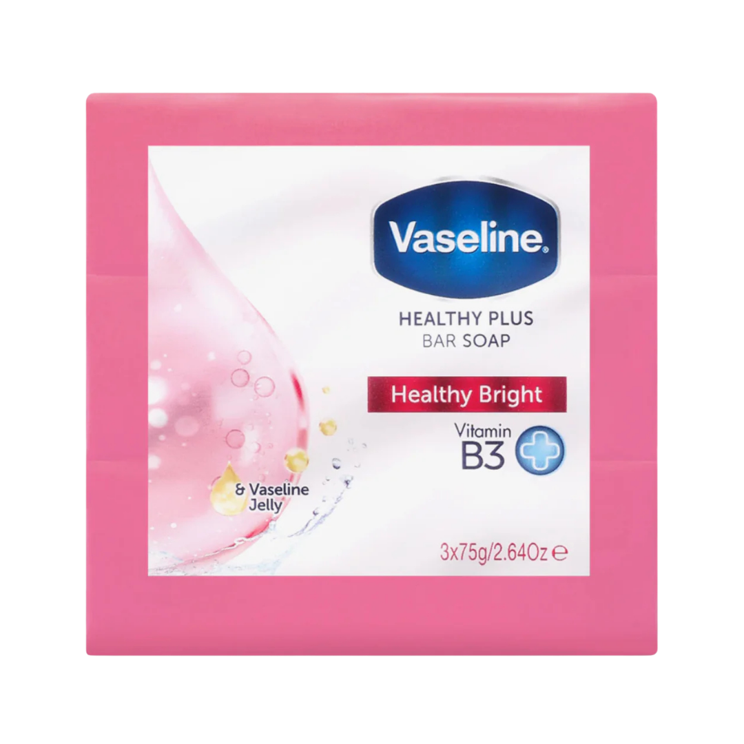 Vaseline Healthy Plus Bar Soap Healthy Bright with Vitamin B3 (3 x 75g)
