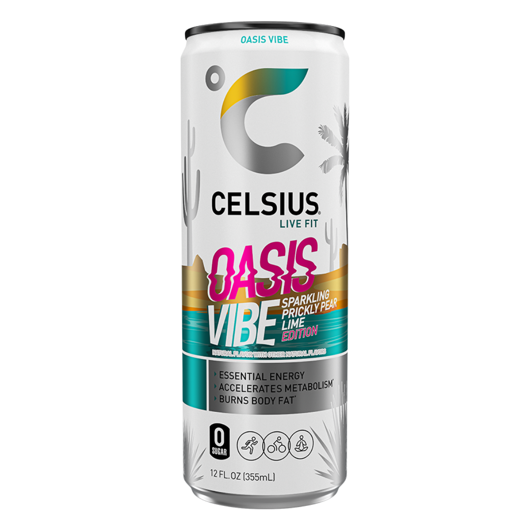 Celsius Vibe Oasis Vibe Prickly Pear Lime Sparkling Energy Drink (12oz)