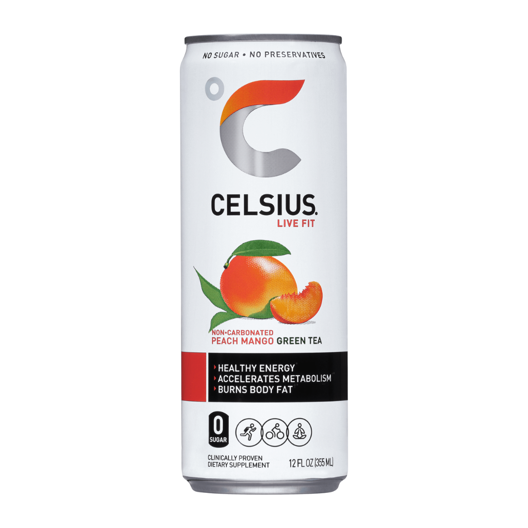 Celsius Live Fit Peach Mango Green Tea Non-Carbonated Energy Drink (12oz)