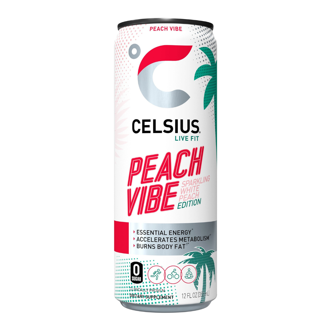 Celsius Live Fit Peach Vibe White Peach Sparkling Energy Drink (12oz)