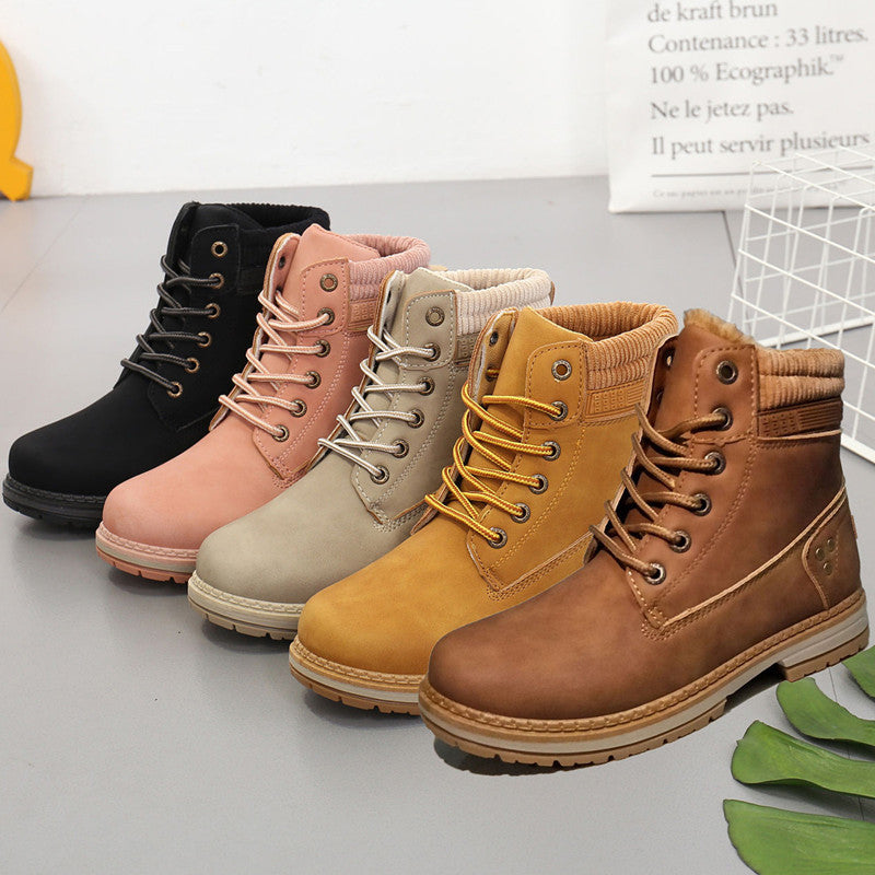 Women's British Style High Top Plus Size Cotton Martin Boots