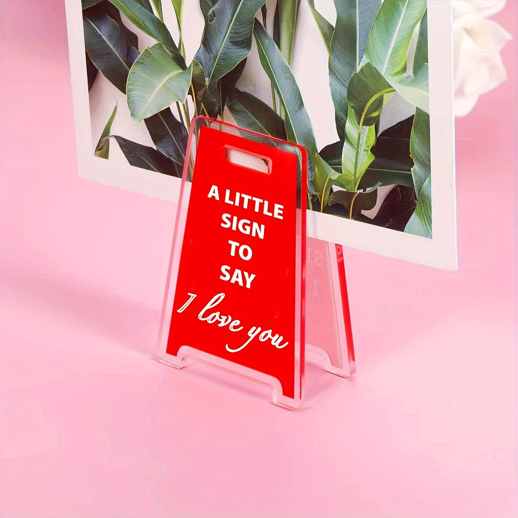 [2D Flat] Charming "I Love You Little Sign" Acrylic Desk Plaque - The Perfect Office Decor Accessory And Gift for Friends, Couples, And Family.