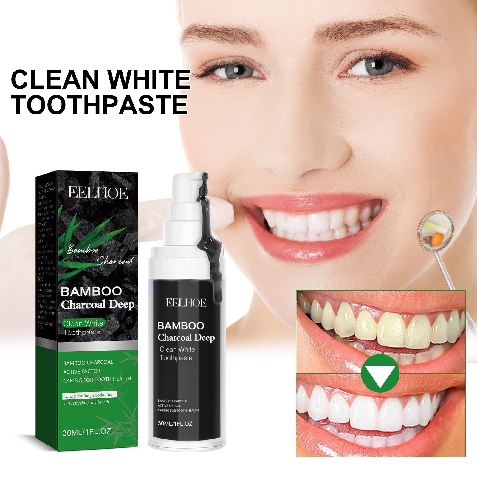 Bamboo Charcoal Whitening Toothpaste Dazzling Teeth Strong Enamel Easy Stain Removal Fresh Breath Bamboo Charcoal Toothpaste
