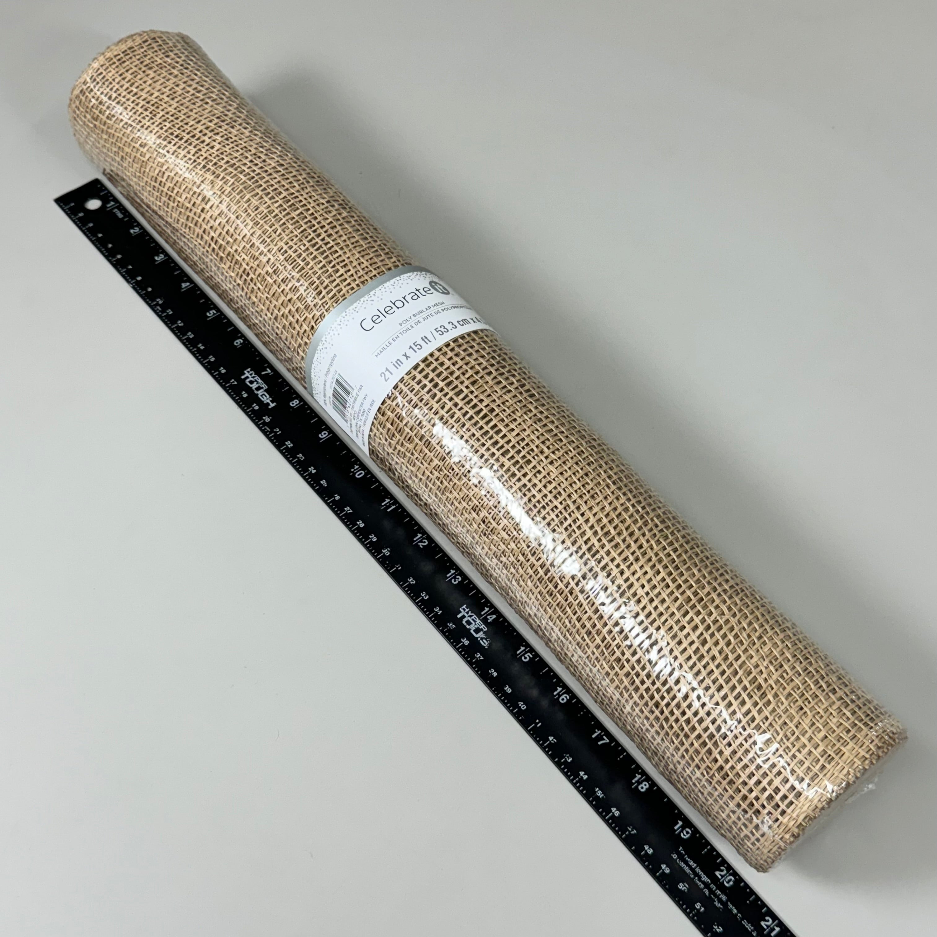 CELEBRATE IT Poly Burlap Mesh 21" x 15' Tan 100% Polypropylene 659770
