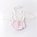 Baby handmade love sweater, knitted sweater, long sleeved jumpsuit, bag, buttocks, sweatshirt, crawling suit