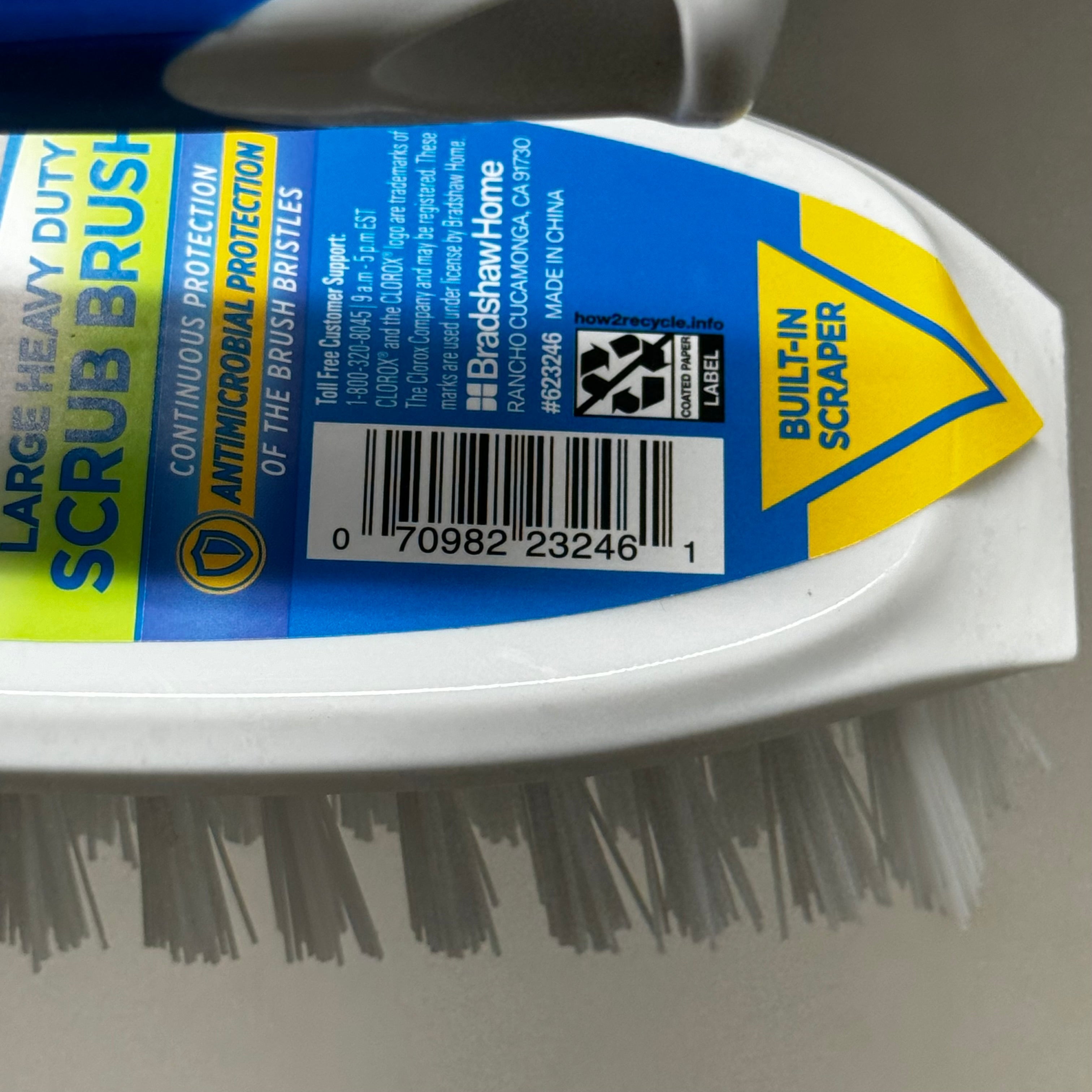 CLOROX (2 PACK!) Large Heavy Duty Scrub Brush 7 1/2" x 3" Blue/White 623246