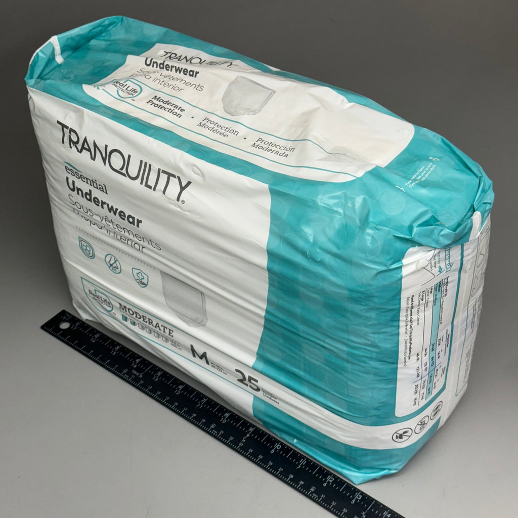 TRANQUILITY 2PK of 25 Essential Underwear - Heavy Medium (34-48in) White