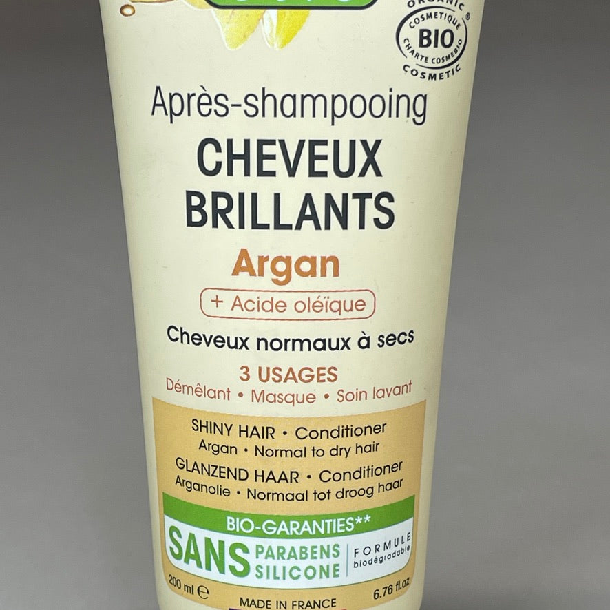SO BIO ETIC Apres Shampooing Cheveux Brilliants Argan Shiny Hair Conditioner 6.76 FL OZ (New)