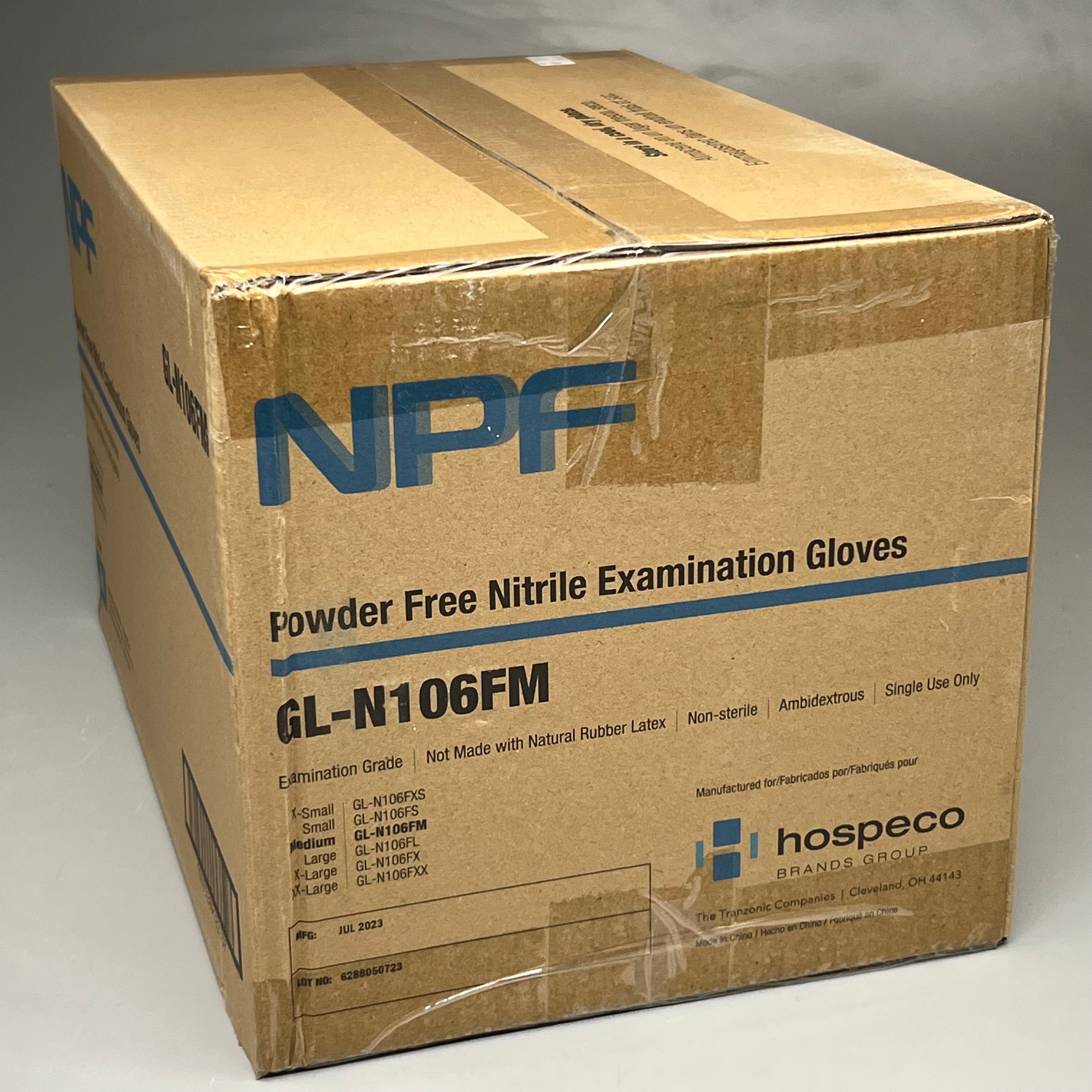 HOSPECO NPF (1,000 PACK) Nitrile Powder Free Exam Gloves Sz M Blue GL-N106FM