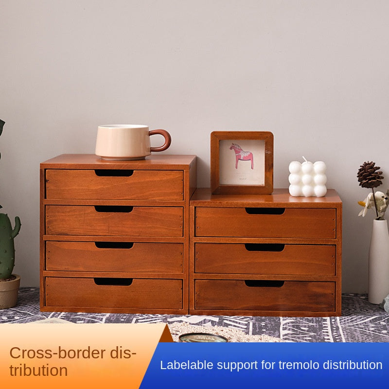 Three-layer Storage Cabinet, Small Wooden Cosmetic Organizer Box, Display Screen Riser