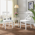 Roshan Farmhouse Acacia Wood Dining Chairs, White (Set of 2)