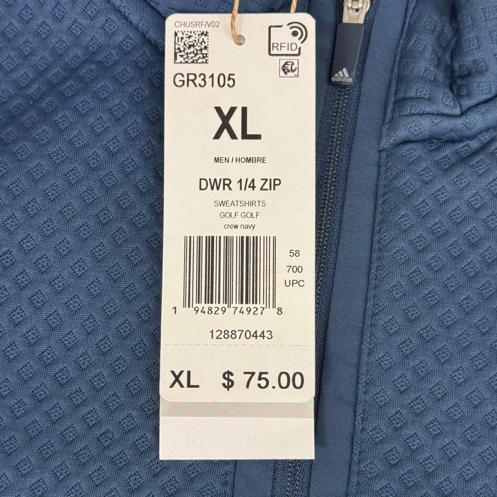 ADIDAS DWR 1/4 Zip Men's Golf Textured Sweatshirt Sz-XL Navy GR3105