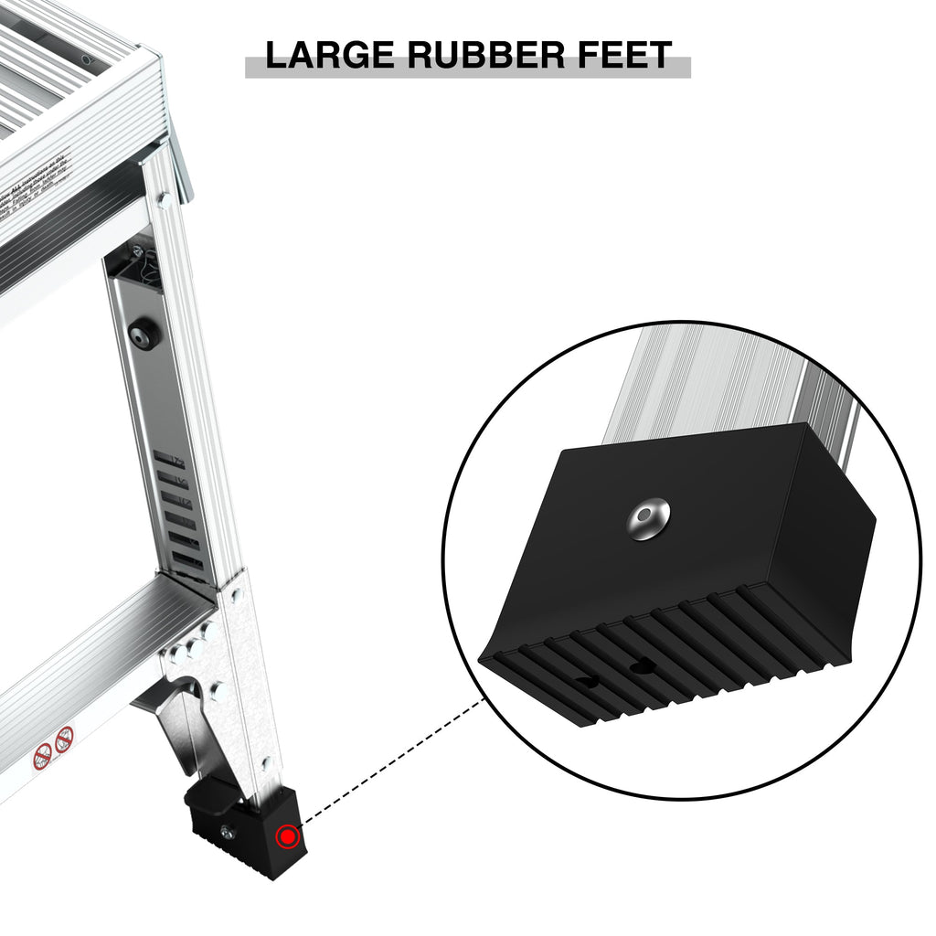 Aluminum Work Platform Large Size Step Stool Folding Portable Work Bench 40" Width Telescopic Feet 22" -27.5" Height Adjustable