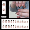 Sweet cool black French flash gold powder almond nails European and American fake nails removable nail pieces
