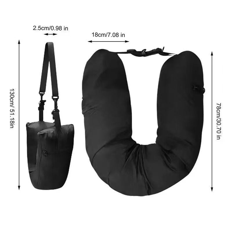 Airplane Travel Sleeping Pillow - U-Shaped Velvet Pillowcase, Fillable Design with Storage Pouch
