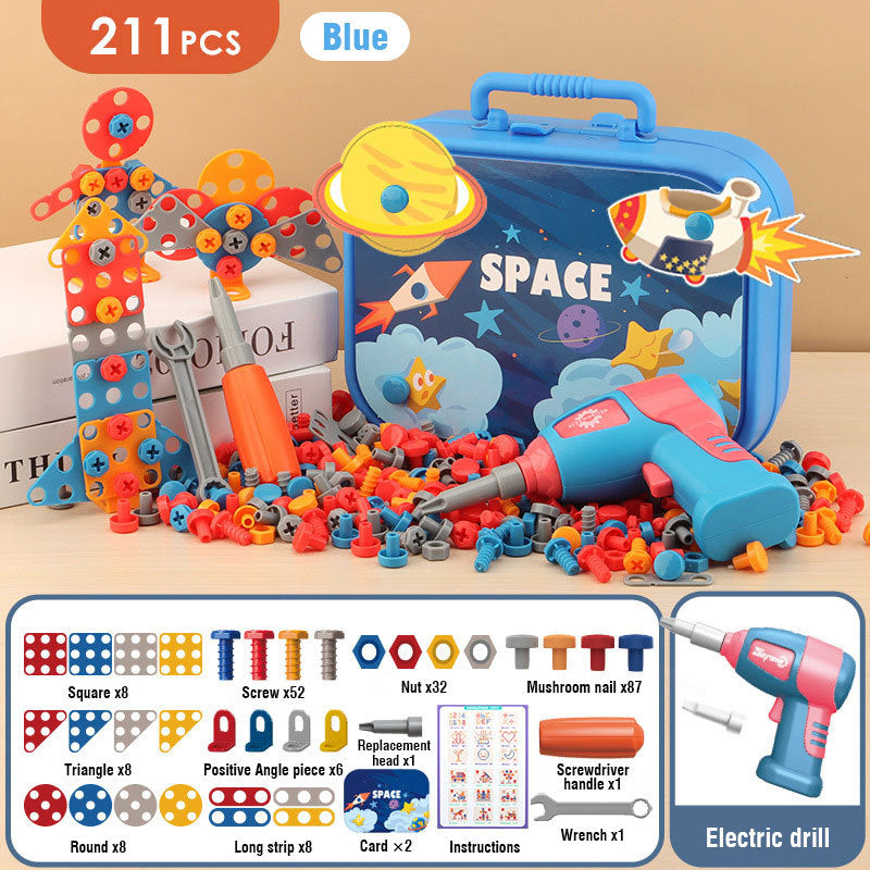 Electric Screw Screwdriver Toolbox Children's Toy Educational Detachable Assembly Screwdriver Electric Drill Set