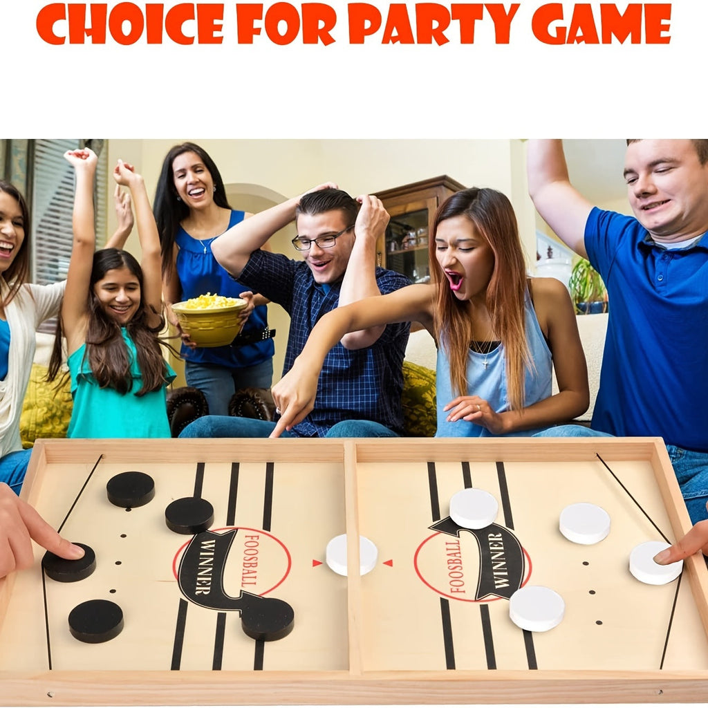 Fast Sling Puck Game,Wooden Hockey Game,Super Foosball Table,Desktop Battle Parent-Child Interaction Winner Slingshot Game,Adults And Kids Family Game Toys