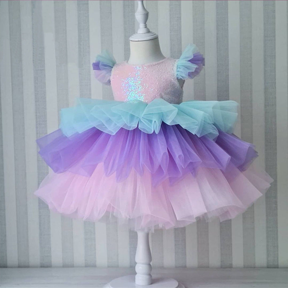 Mesh Sequin Dress For Children