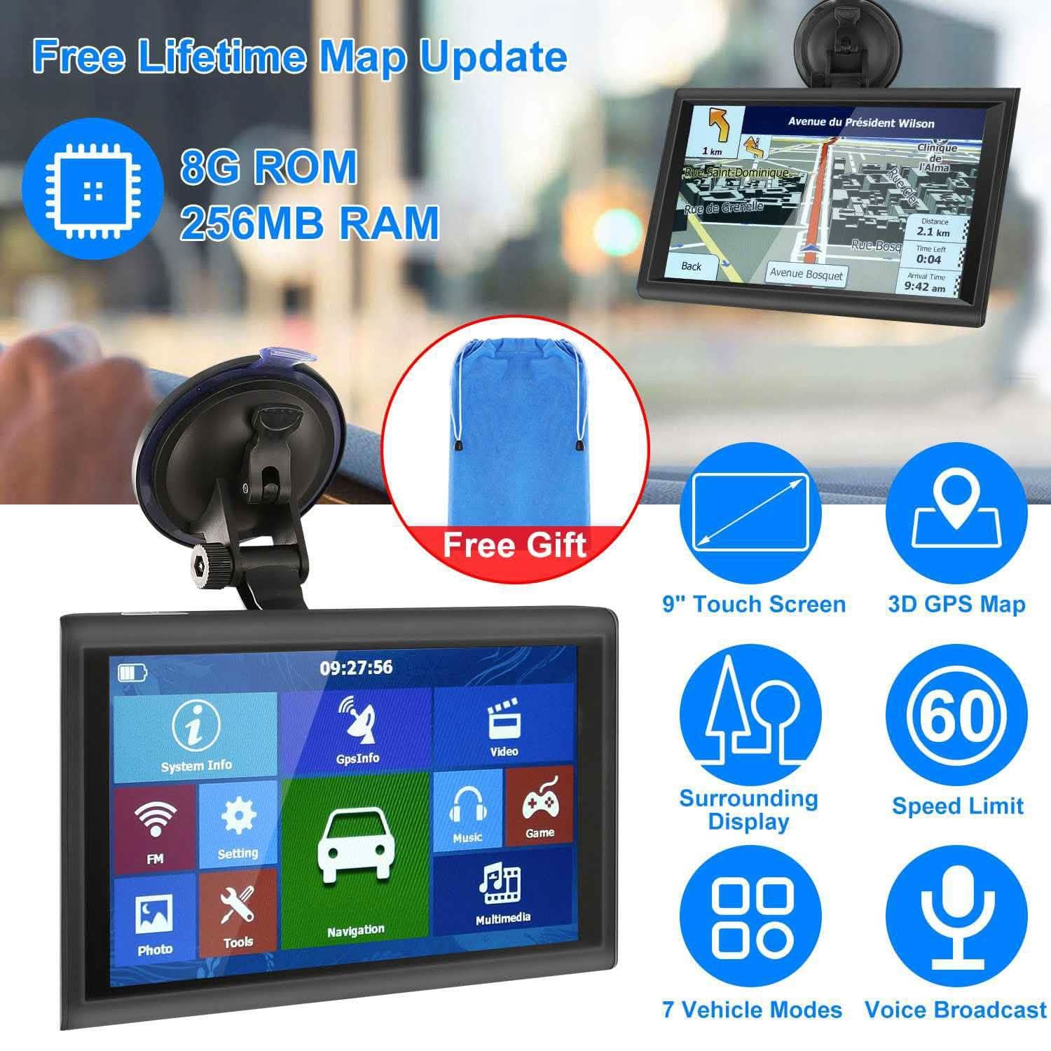 9" Car GPS Navigation - 8GB Touch Screen Vehicle Navigator