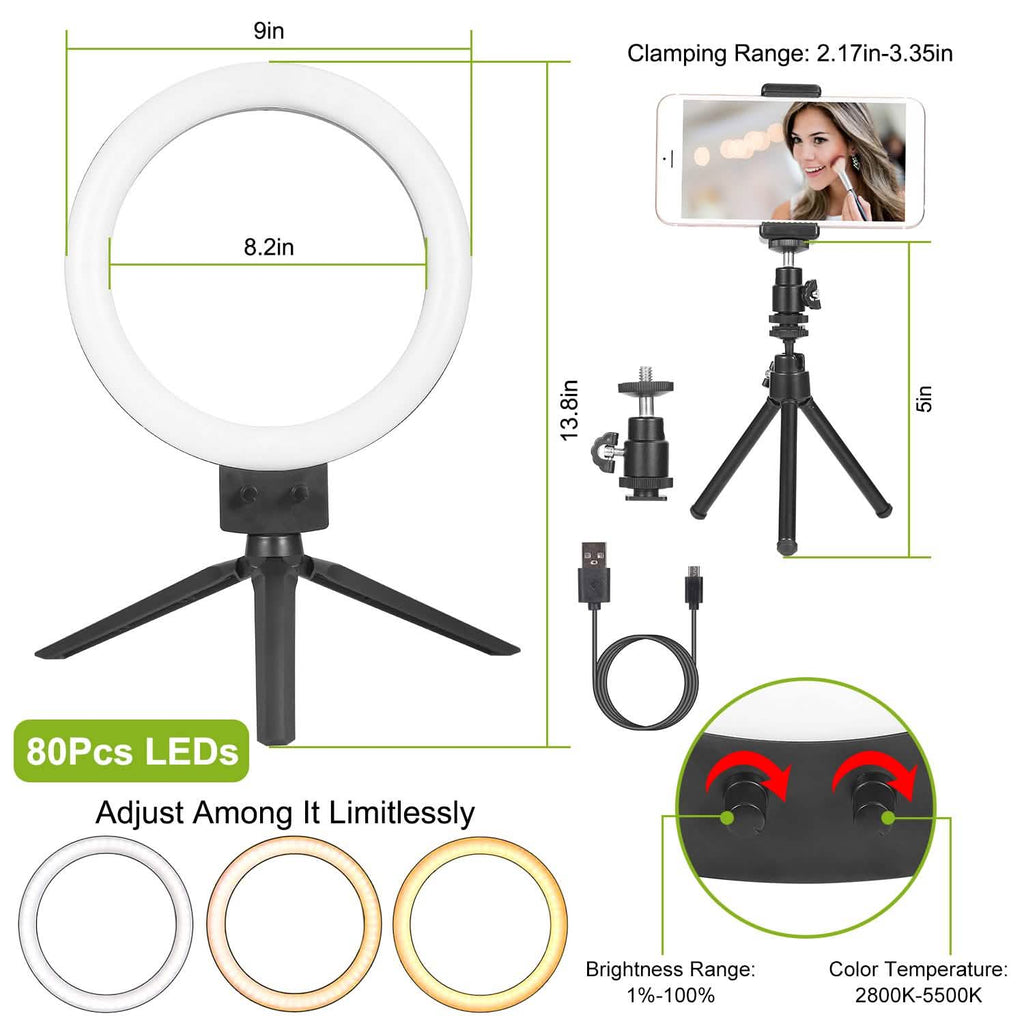 9" Dimmable LED Ring Light with Tripod