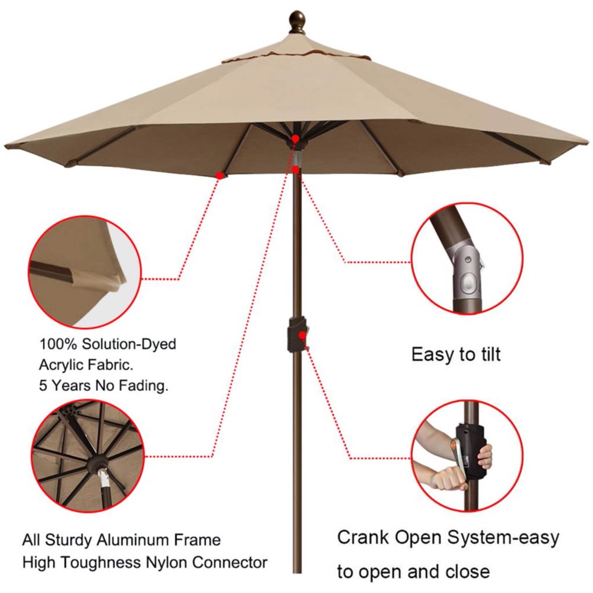 9 Ft. Outdoor Market and Table Patio Umbrella