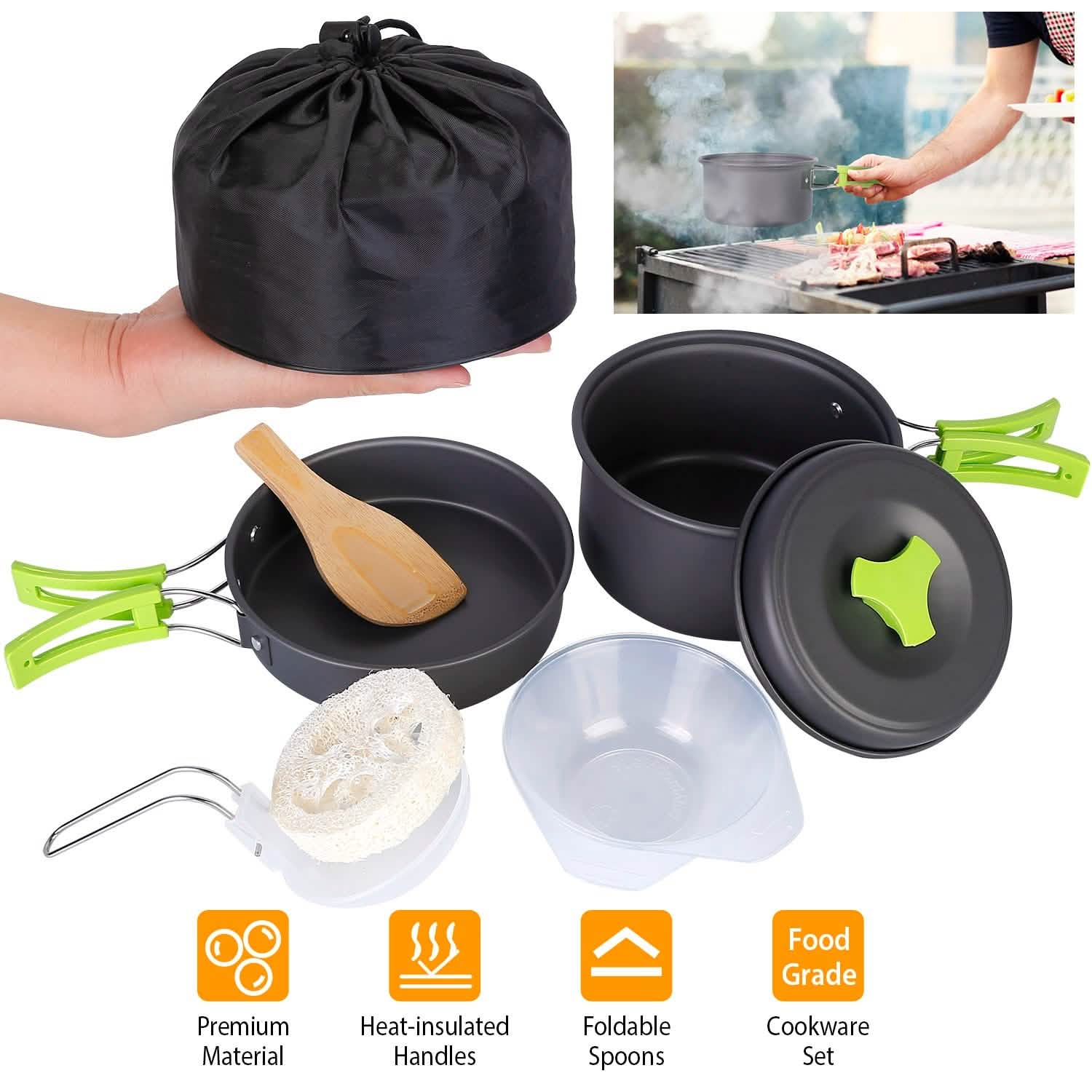 9-Piece: Camping Cookware Set