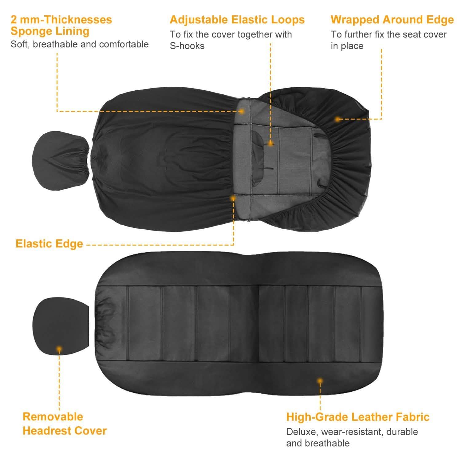 9-Piece Set: PU Leather Car Seat Cover