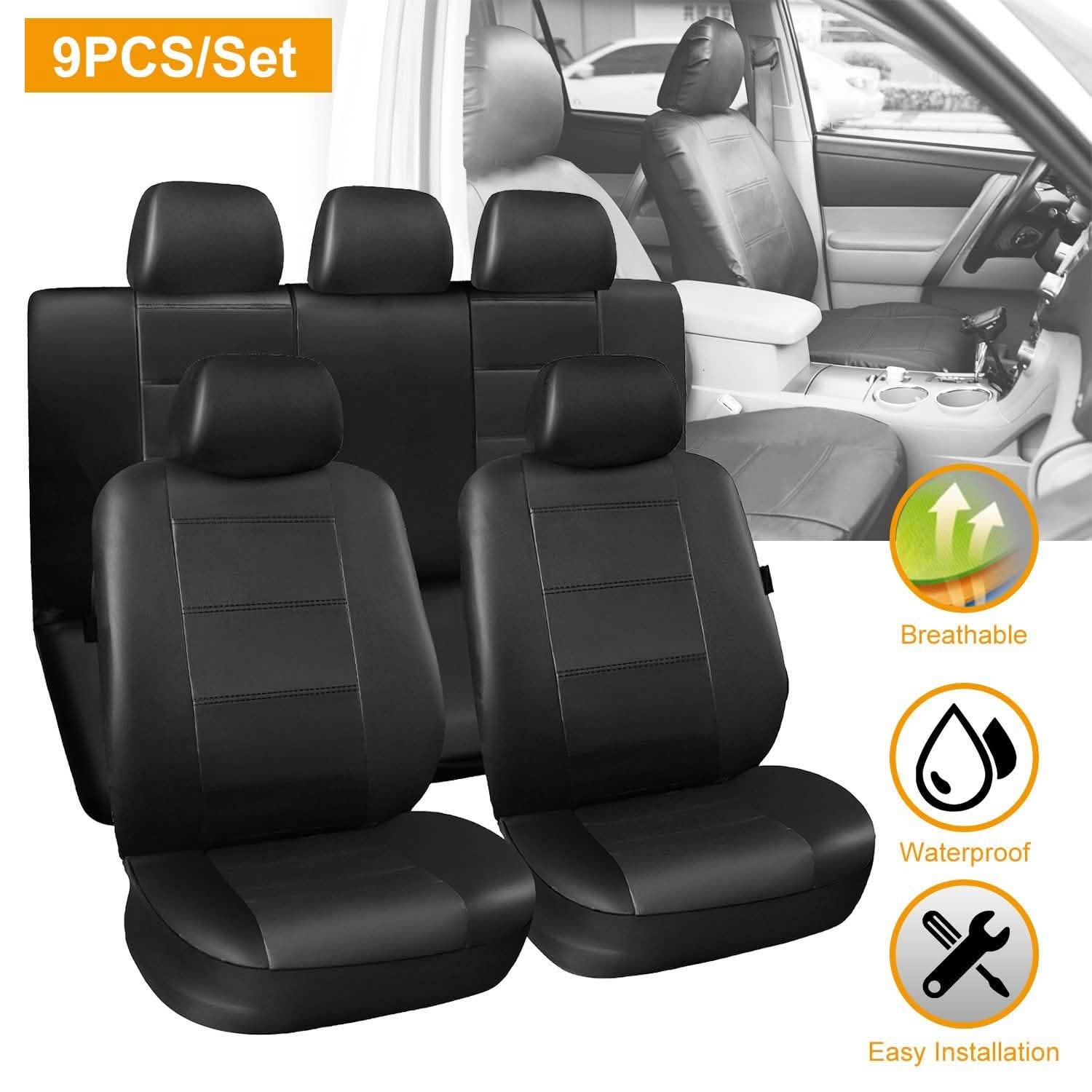 9-Piece Set: PU Leather Car Seat Cover