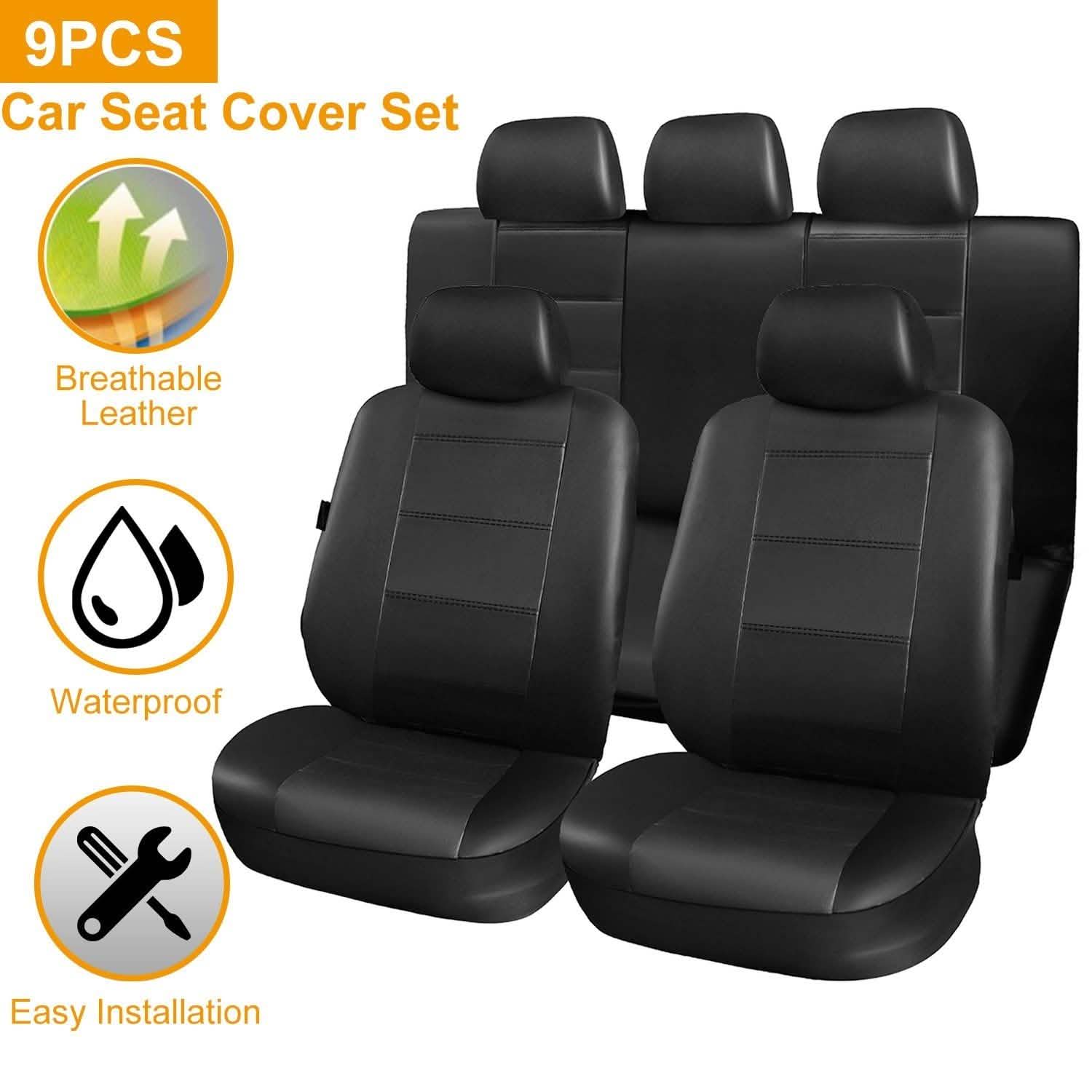 9-Piece Set: PU Leather Car Seat Cover