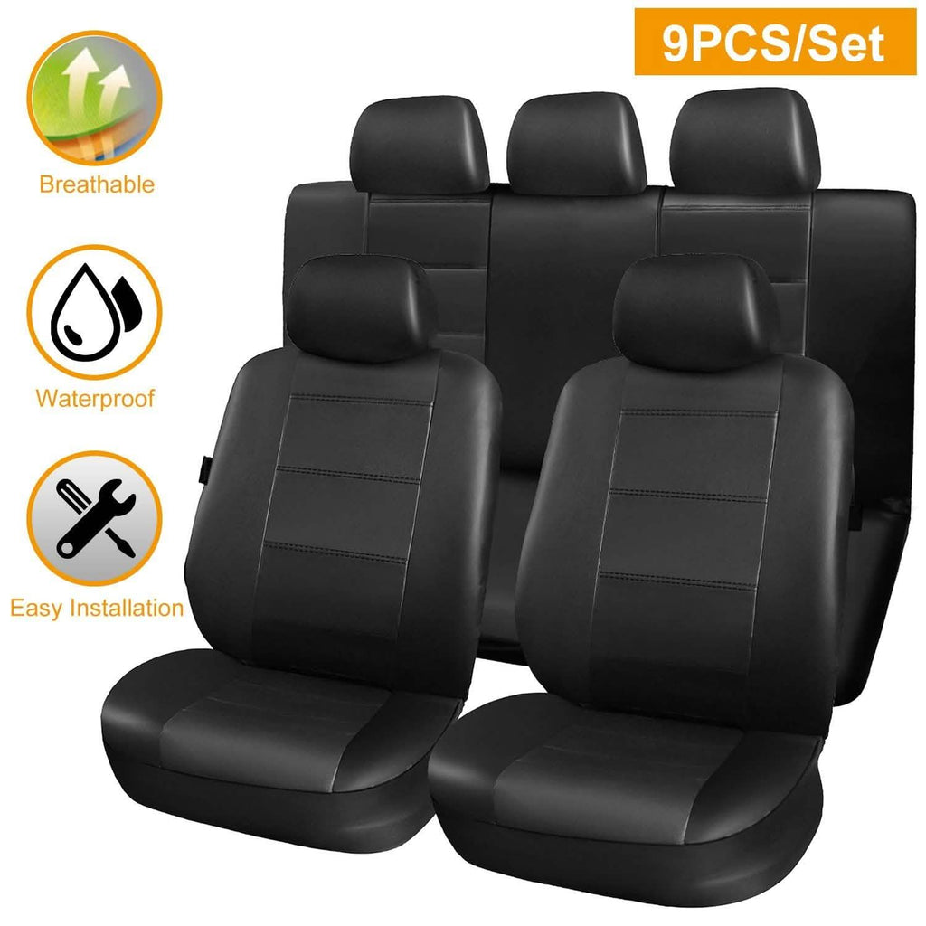 9-Piece Set: PU Leather Car Seat Cover