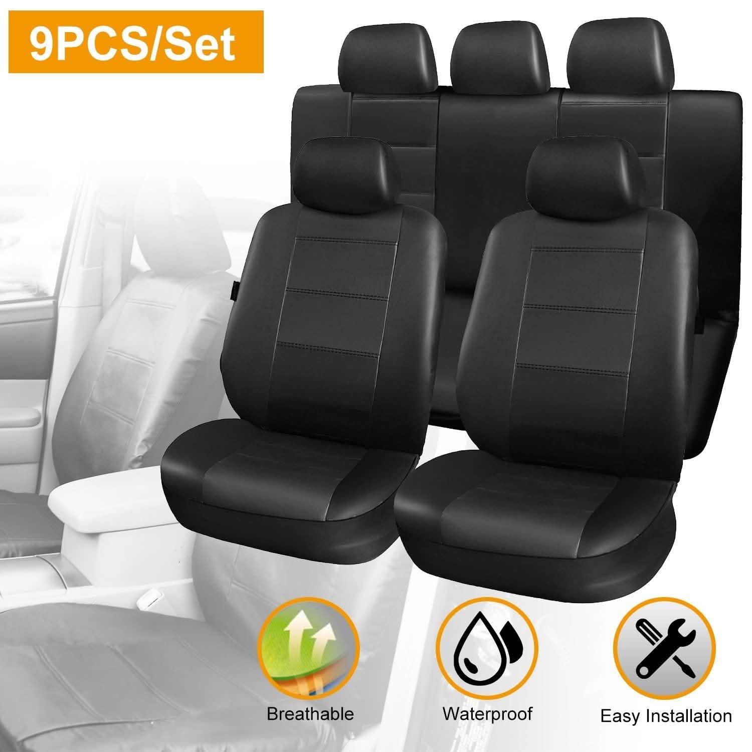 9-Piece Set: PU Leather Car Seat Cover