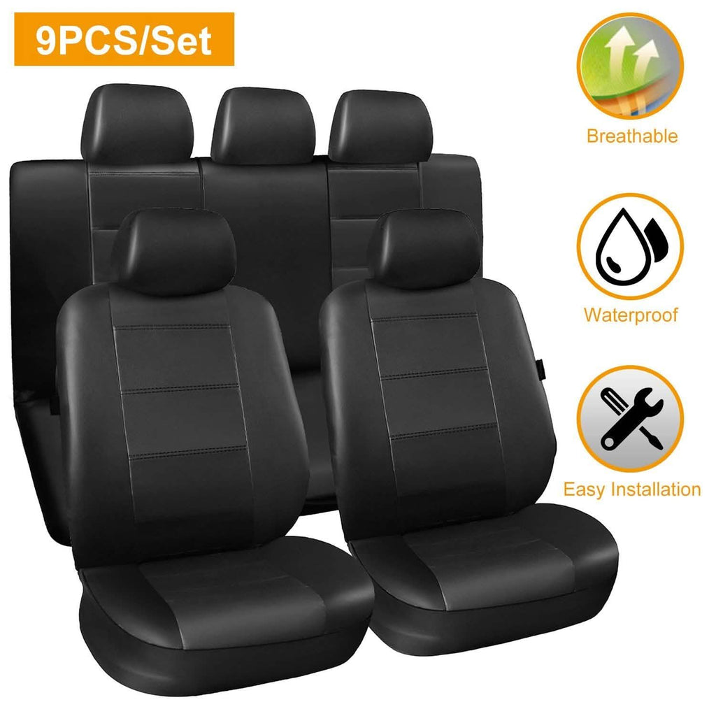 9-Piece Set: PU Leather Car Seat Cover