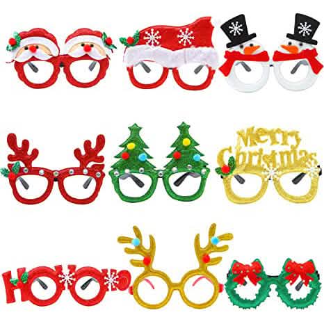 9-Pieces: Christmas Glitter Party Glasses Frame