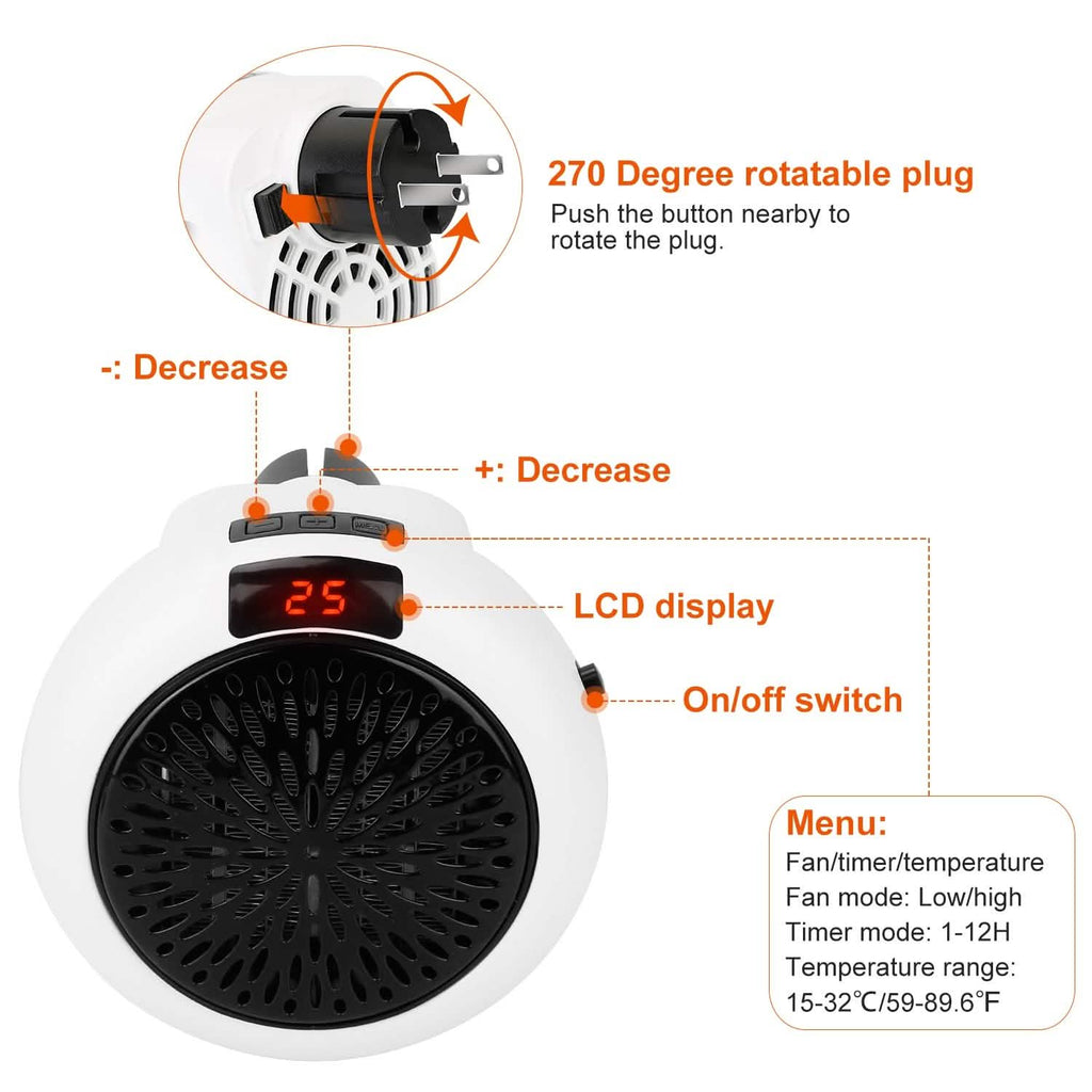 900W Portable Heater Fan with Remote Control