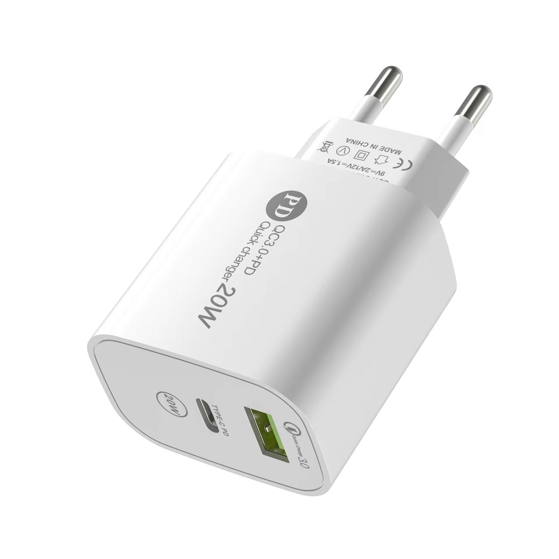 PD12W charger 5V 2.4A European, American and British standard charging head Type-C adapter PD+USB charging head