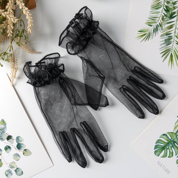Bridal Wedding Dress Evening Gown Gloves Ruffle
