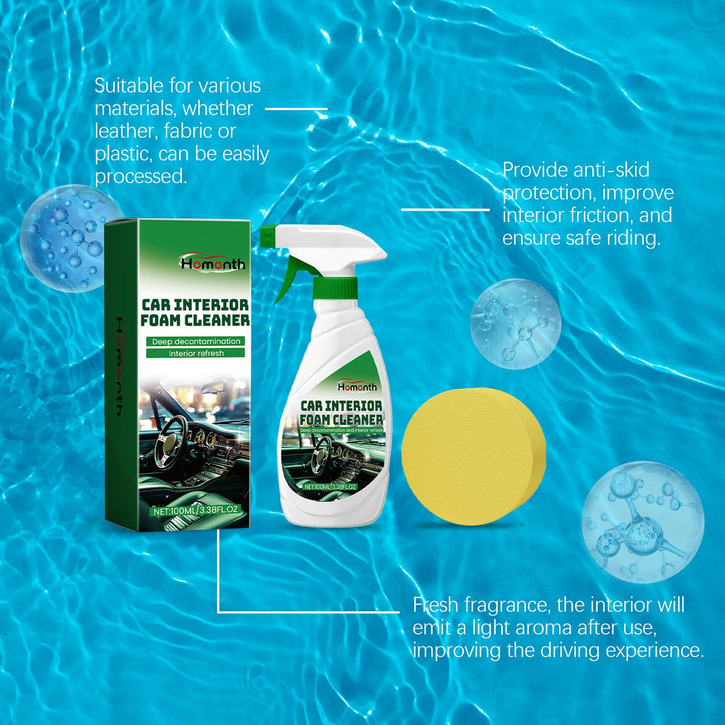 Car Interior Foam Cleaner, Seat Leather Foam Wash Free Decontamination Ceiling Retreader