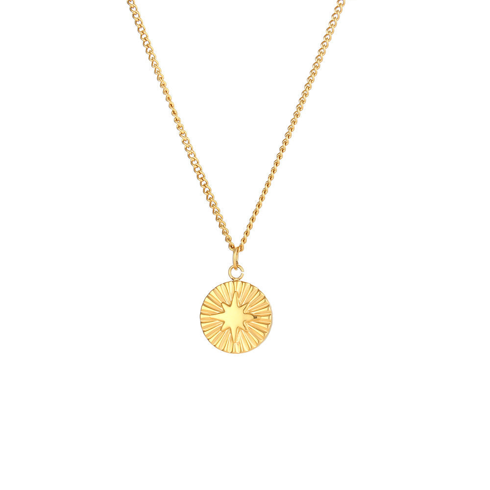 Fashion Moon Sun Relief Ornament Necklace