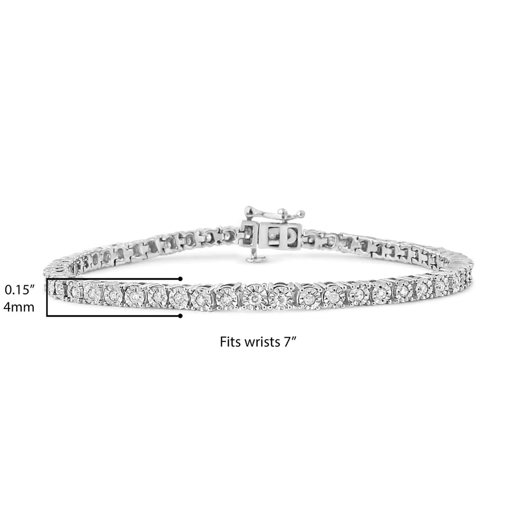 .925 Sterling Silver 1/2 Cttw Diamond Illusion-Set Miracle Plate Tennis Bracelet (I-J Color, I3 Clarity) - 7"