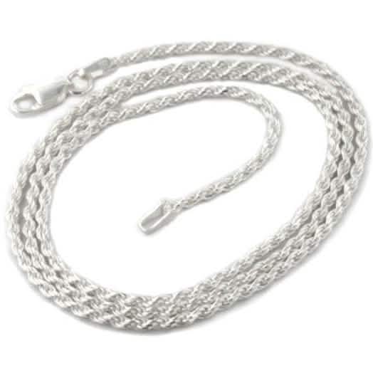 925 Sterling Silver 1.5mm Diamond Cut Rope Chain