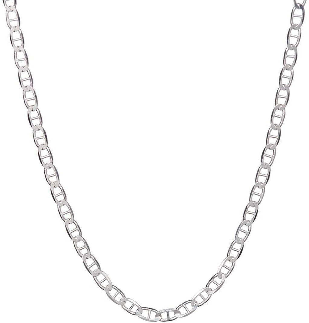 925 Sterling Silver 2mm Marina Link Chain Necklace