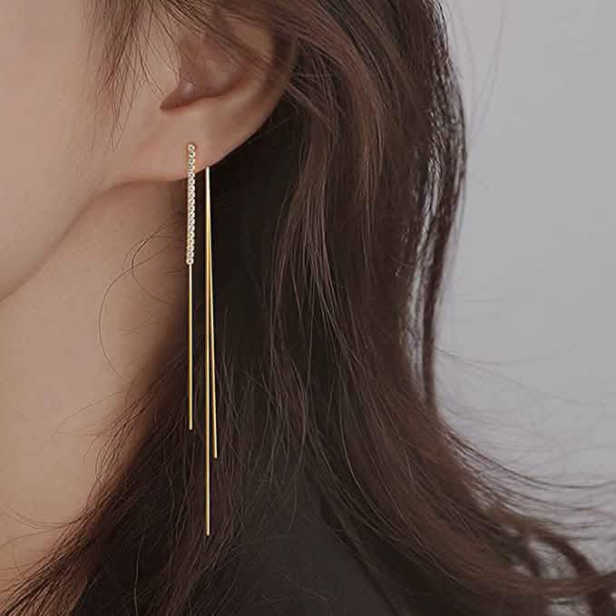 925 Sterling Silver Dangle Chain Tassel Earrings