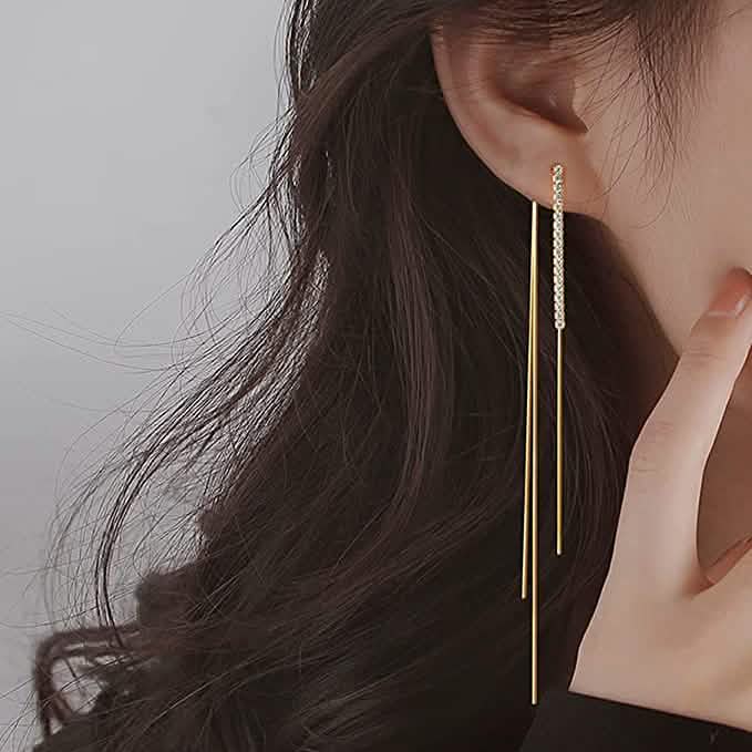 925 Sterling Silver Dangle Chain Tassel Earrings