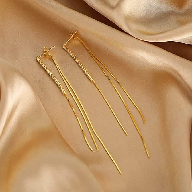 925 Sterling Silver Dangle Chain Tassel Earrings