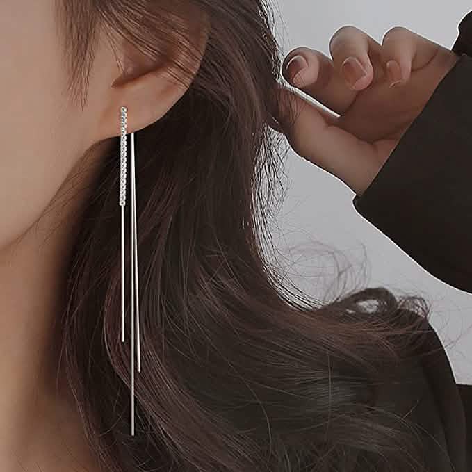 925 Sterling Silver Dangle Chain Tassel Earrings