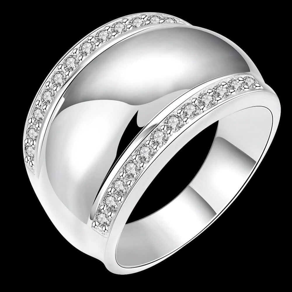 925 Sterling Silver Invisible Setting CZ AAAA Crystal Wedding Ring