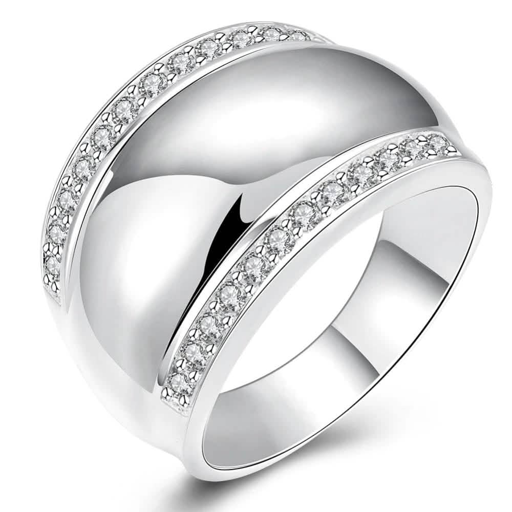 925 Sterling Silver Invisible Setting CZ AAAA Crystal Wedding Ring